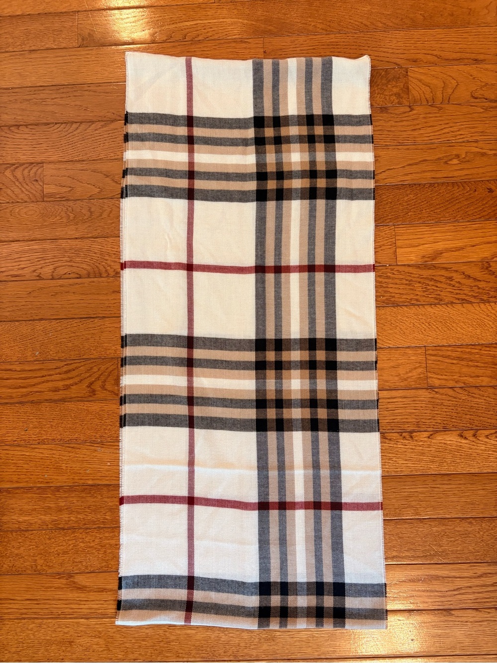Classic Women’s Plaid Infinity Scarf - Cream, Tan Red & Black